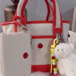 Canvas Tote Bag with Red Accents